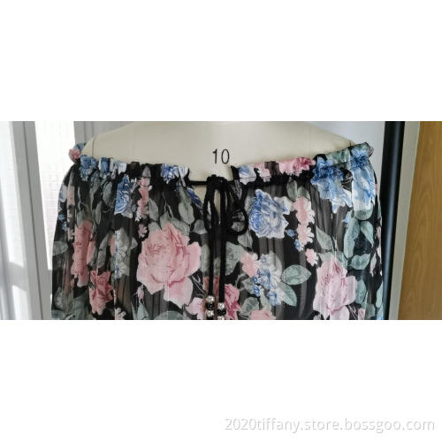 Fashion Off Shoulder Trumpet Ruffle Ladies Blouse